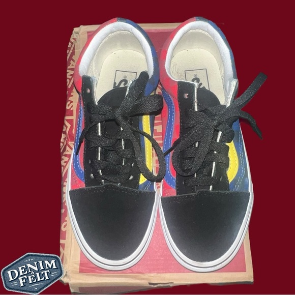 Vans Unisex Old Skool Off The Wall Checkerboard Rally Sneakers | Red/Blue | NEW - Picture 8 of 16